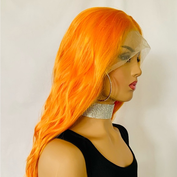 24” Beautiful Orange 13x2.5 Lace Front Premium Fiber Wig for Cosplay/Halloween… - Picture 7 of 15